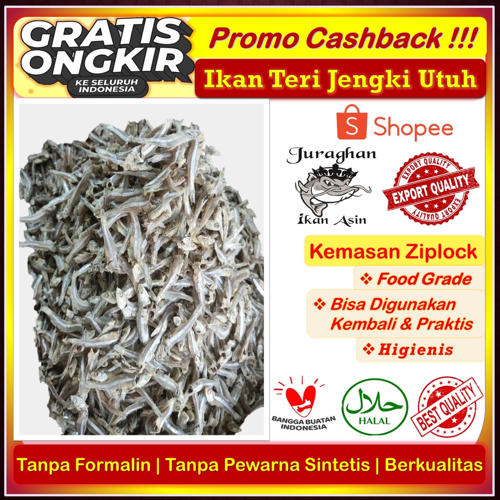 

Ikan Asin Teri Jengki Utuh / Bulet Kering Higienis TerEnak Kualitas Premium 1 Kg