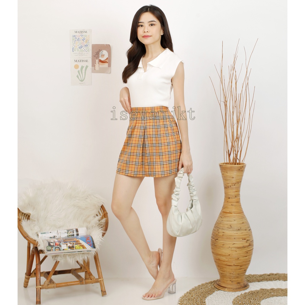 iseven p KOREAN TARTAN MINI FLARE SKIRT | ROK PENDEK MOTIF KOTAK | ROK MINI SQUARE
