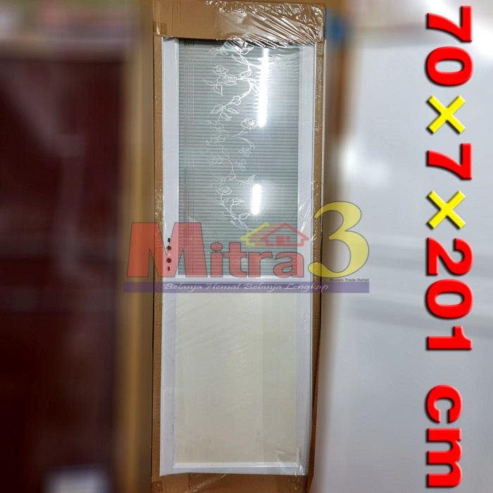 %%%%] Pintu Kamar Mandi WC Aluminium 1/2 Kaca PVC LENGKAP 70 x 7 x 201 cm
