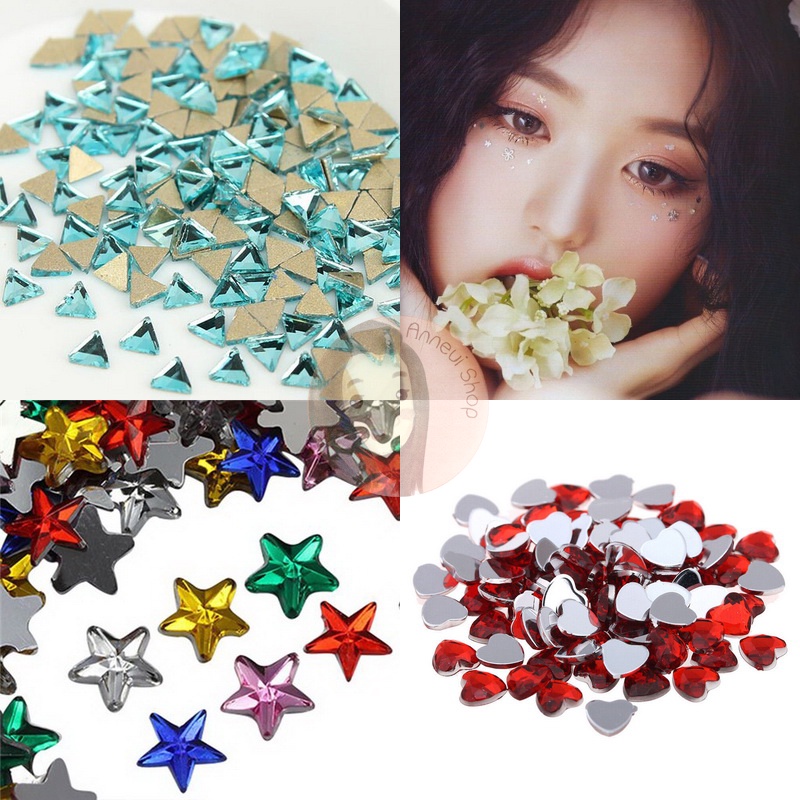 Heart Triangle Flower Star Rhinestone Henna Gems Bead Manik Blink Tasbih Diamond Make Up Nail Art Rhinestones Mutiara Kilap Craft Kosmetik Hiasan Kuku Eye Korean Make Up Handphone Decorations Wedding Party Cosplay Flat Back Gems Bead Diamond Swarovs