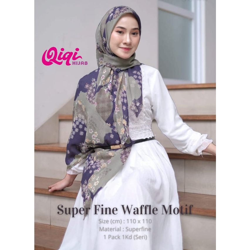 (QIQI HIJAB) Hijab Segi Empat Superfine Waffle Motif