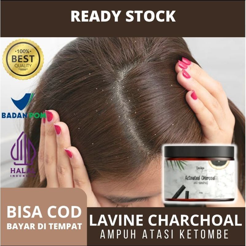 BESS SELLER | Lavine Black Powder Charcoal Hair Powder Anti Dandruff - Atasi Ketombe Rambut