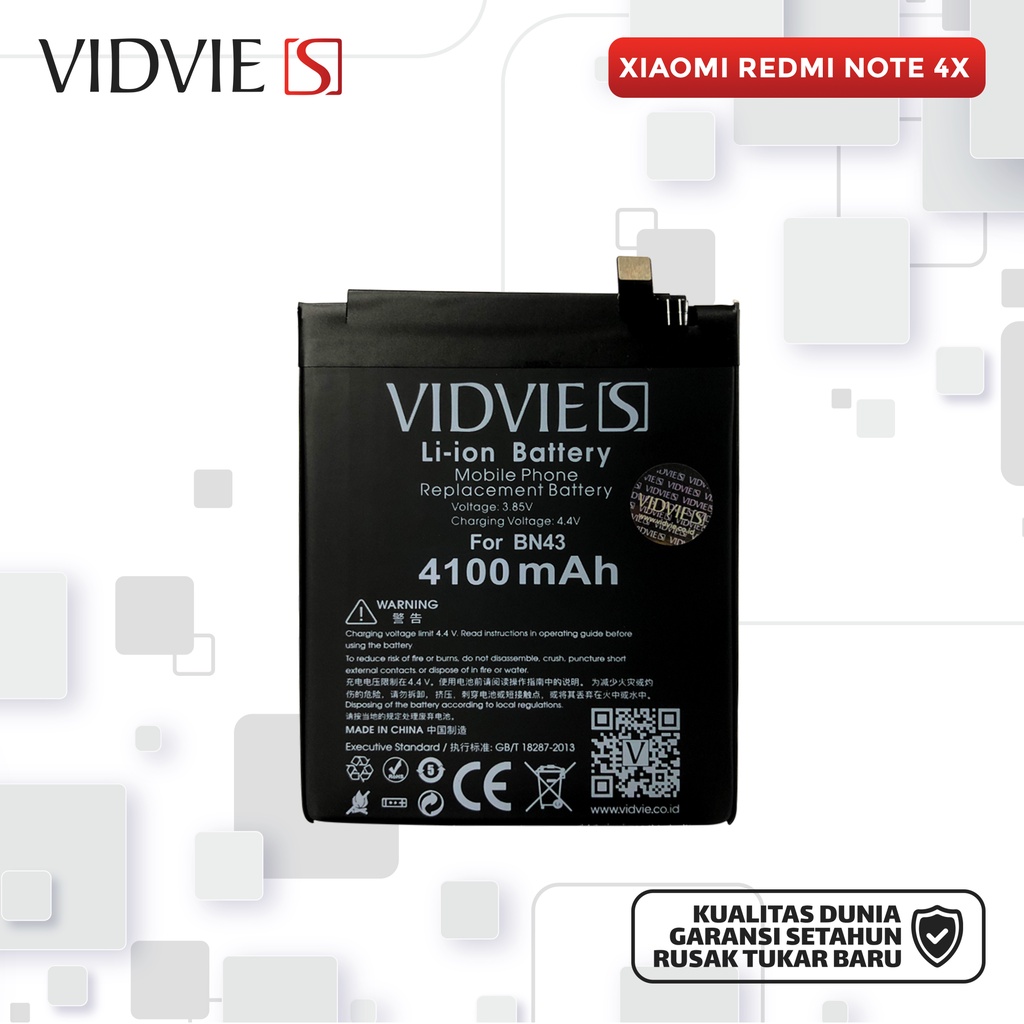 BATT VIDVIE-S XIAOMI REDMI NOTE 4X /BN43