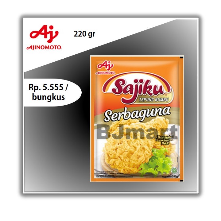 

AJINOMOTO SAJIKU TEPUNG BUMBU SERBAGUNA 220 gr / TEPUNG KRIUK JEMPOL 250 gr