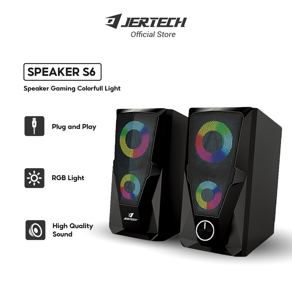 JERTECH Speaker Gaming RGB S6 Komputer Laptop PC Soundbar Super Bass Portable Lighting