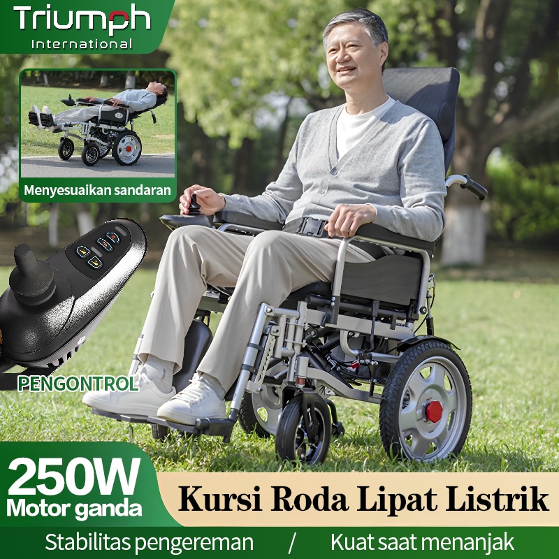 Kursi roda listrik cerdas sepenuhnya otomatis/Bisa Lipat Dan Rebahan Kursi Roda Elektrik Lipat Telentang 30 ° Mendaki(Kemasan Kayu, Lebih Aman)