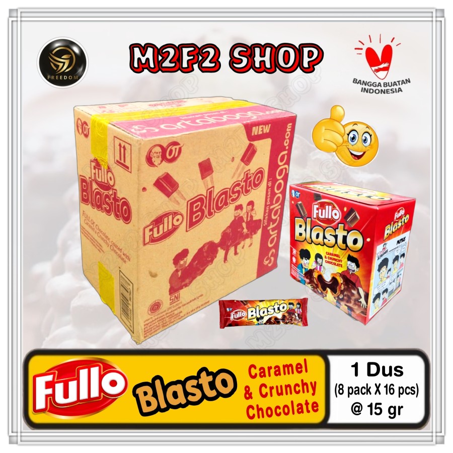 Fullo Blasto Wafer Caramel Crunchy Chocolate | Cokelat - 15 gr (Kemasan Karton)