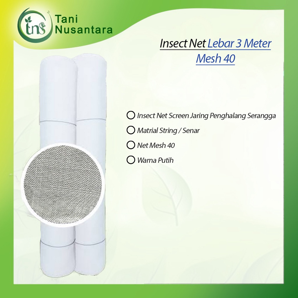 Insect Net Mesh 40 Lebar 3 Meter Putih - Shade Net Greenhouse