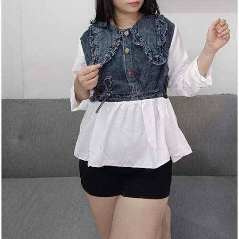 Baju Atasan Wanita Jeans Snow 7992 - Blouse Wanita - Blouse Korea