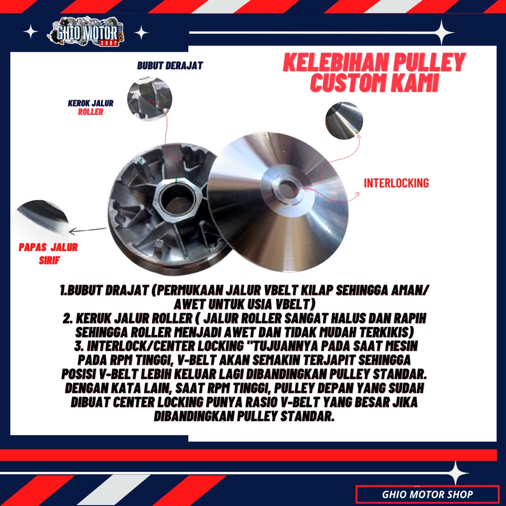 Paket Kirian Akeselerasi Beat Deluxe Genio Beat street New Scoopy New 2021 Beat New 2020 Upgrade CVT Beat Beat Deluxe Pulley Custom Beat Deluxe paket 1 beat Deluxe  Rumah Roller Pulley custom Beat new 2020 akselerasi dan Top Speed Ghio motor shop