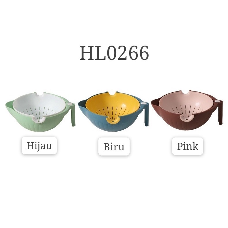 FYGALERY HL0266 Baskom Pencuci Buah 2 in 1 Keranjang Saringan Buah Double Layer Wadah Penyaring Sayuran Mangkok Pengering Buah 2 Lapisan Tempat Peniris Beras Mangkuk Multifungsi Murah