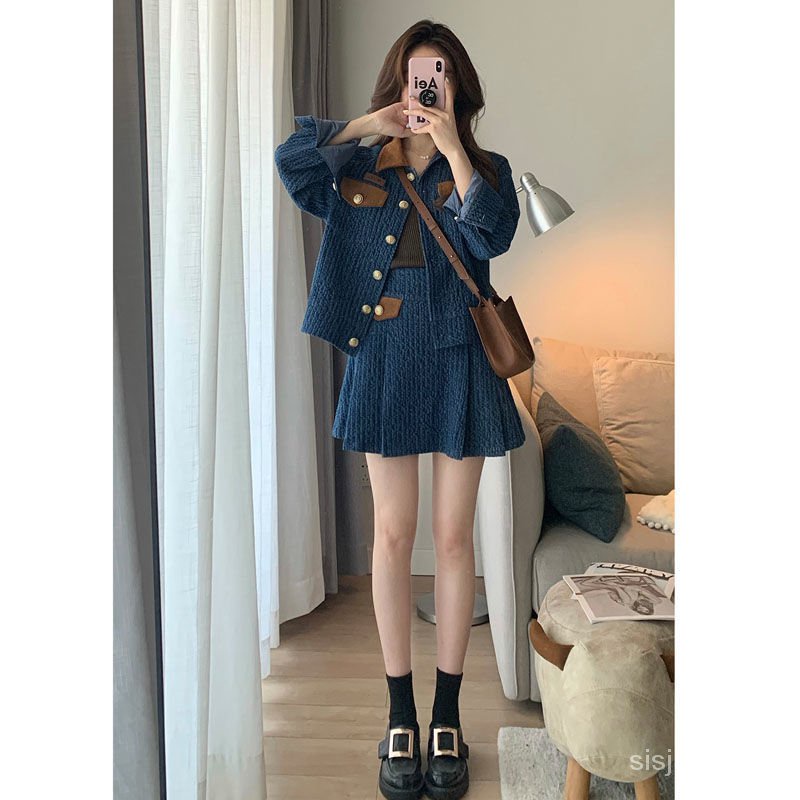 [✅BISA COD] #Sisjuly# Dupa angin kecil mengatur rok denim dua potong rok denim mode baru 2023 wanita