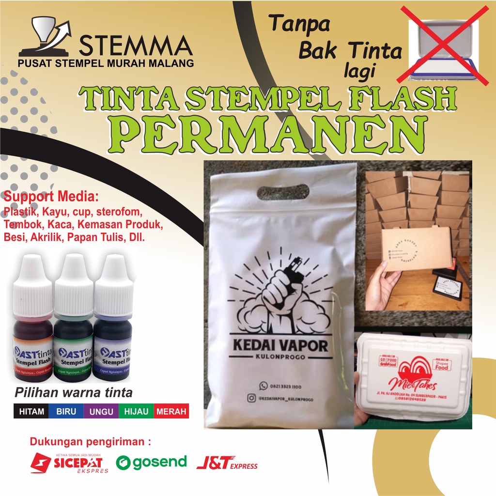 Tinta Permanen Stempel Flash I Refill Tinta Stempel Custom