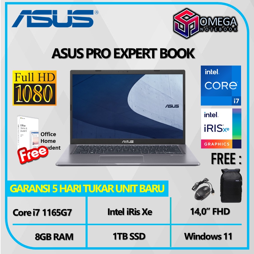 ASUS PRO P1412CEA EK7810WS I7 1165G7 8GB 1TBSSD W11+OHS 14.0FHD FP 2YR GRY