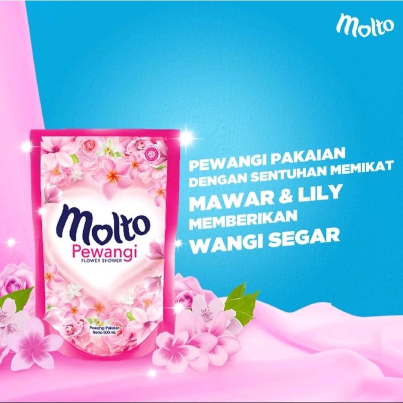 Molto Pelembut dan Pewangi Pakaian Flower Shower 820mL