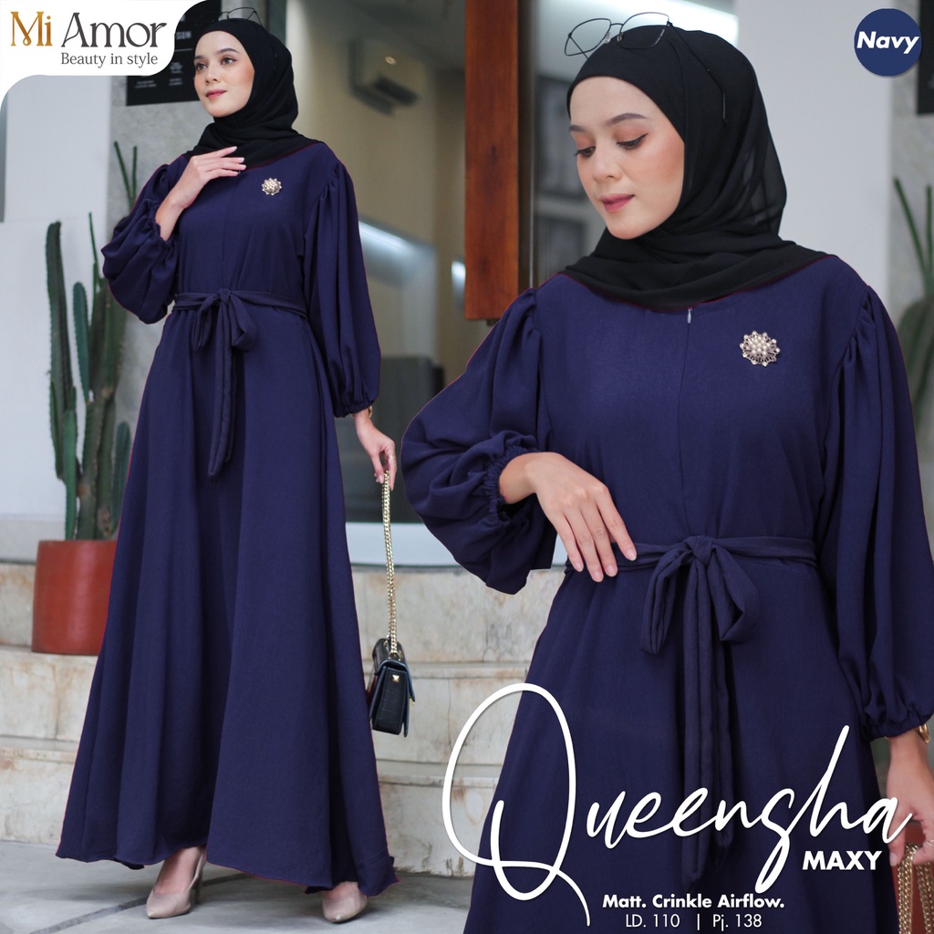 Queensha Dress Gamis Crinkle Airflow Original Produk By Moira