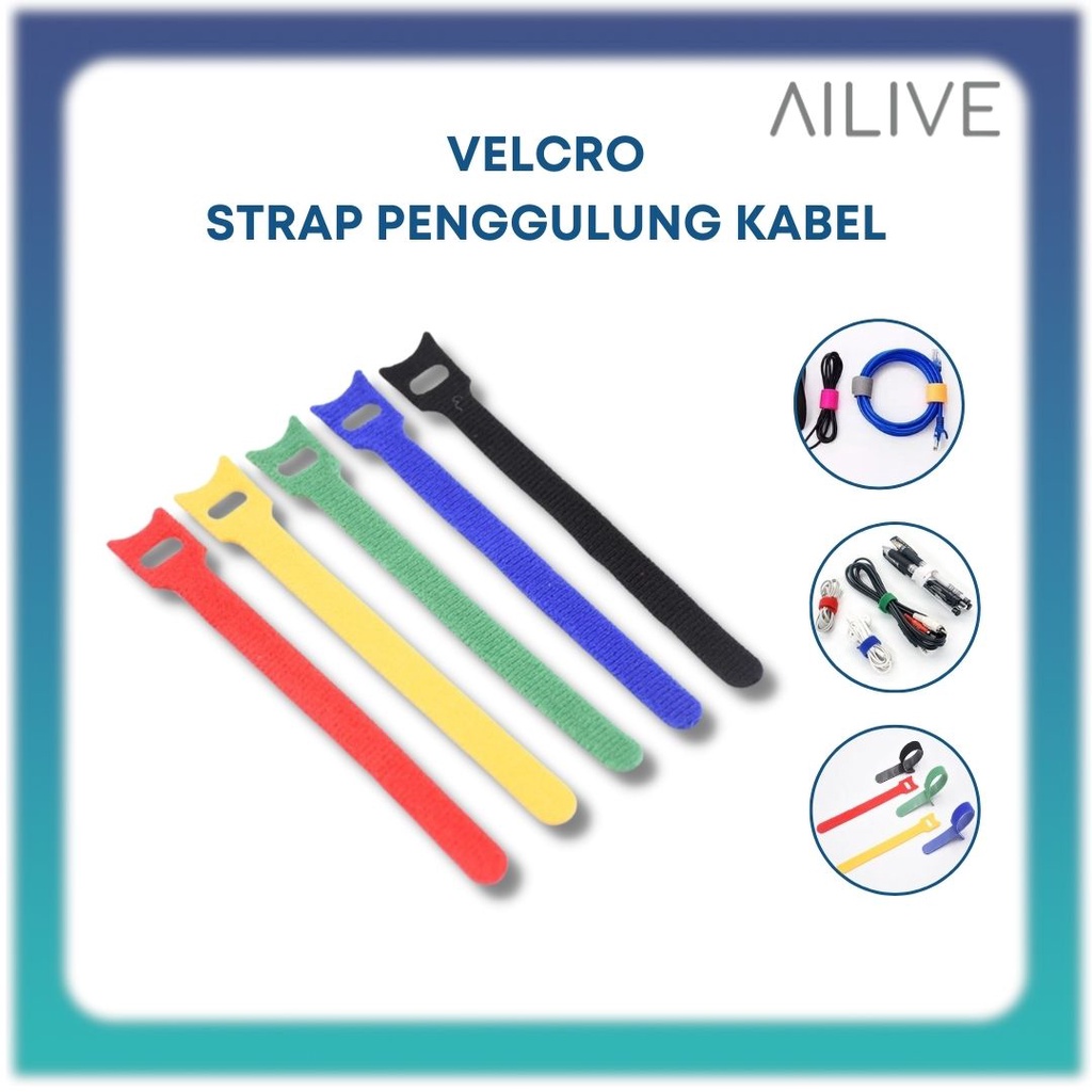 Velcro Penggulung Kabel Strap Pengikat Velcro Cable Ties Serbaguna
