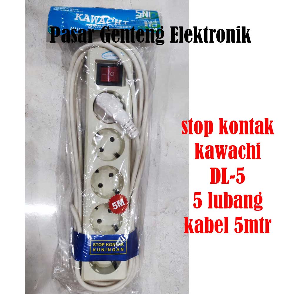 stop kontak kawachi kualitas bagus 1 lubang dan 3 lubang dan kabel 1.5meter 5 lubang 5mtr