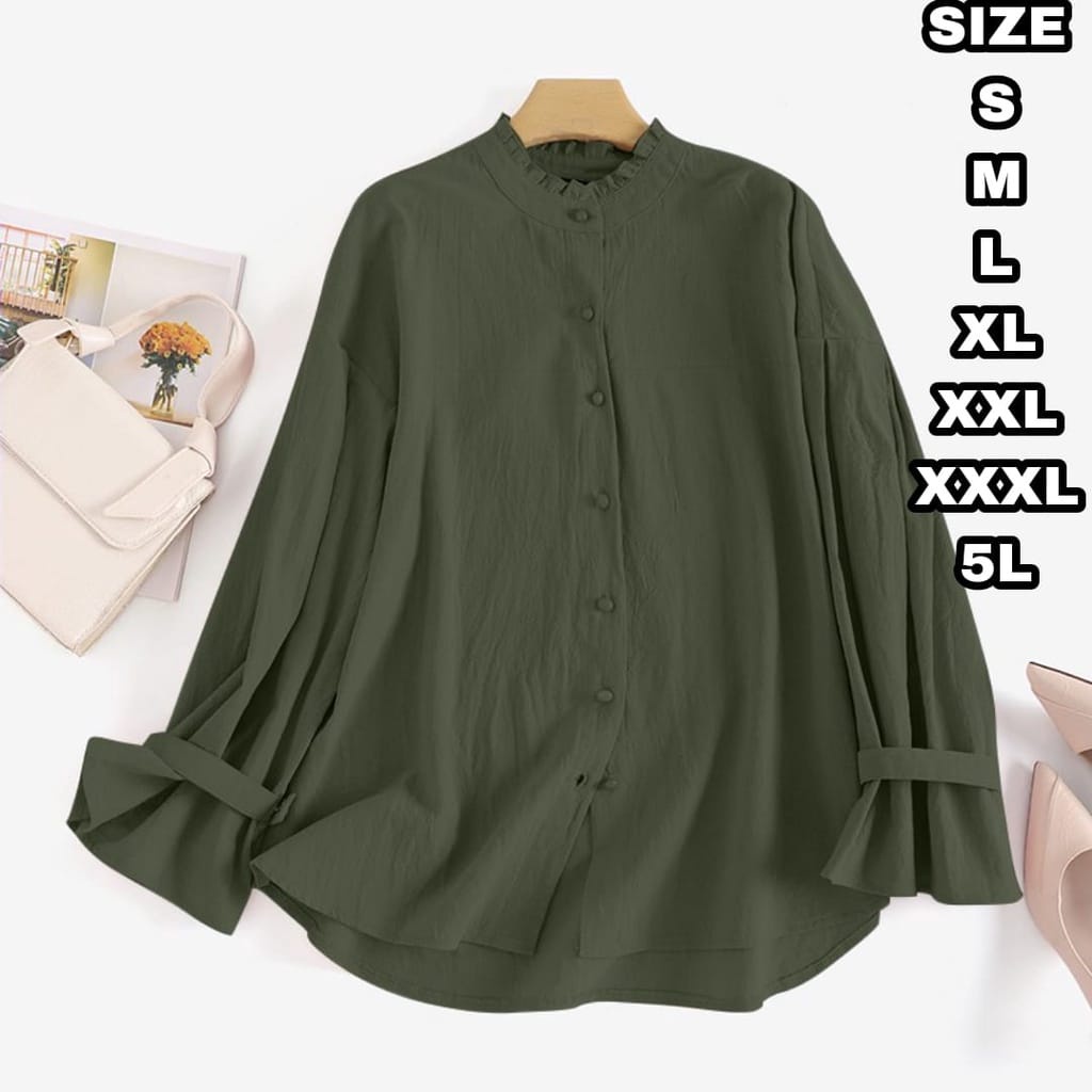 Starla Top Kemeja Wanita Polos Bigsize Oversize S M L XL XXL XXXL 5L