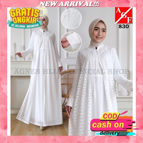 Gamis Abaya Terbaru Turki Matt Ceruty Babydoll Aksen Full Renda Premium Savira Abaya Gamis Putih Mew
