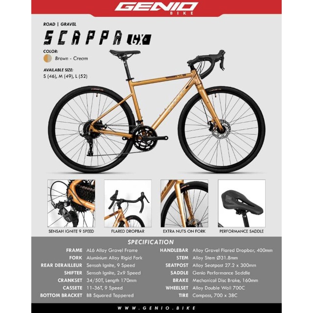 Sepeda Gravel Merk Genio Scappa GX Alloy