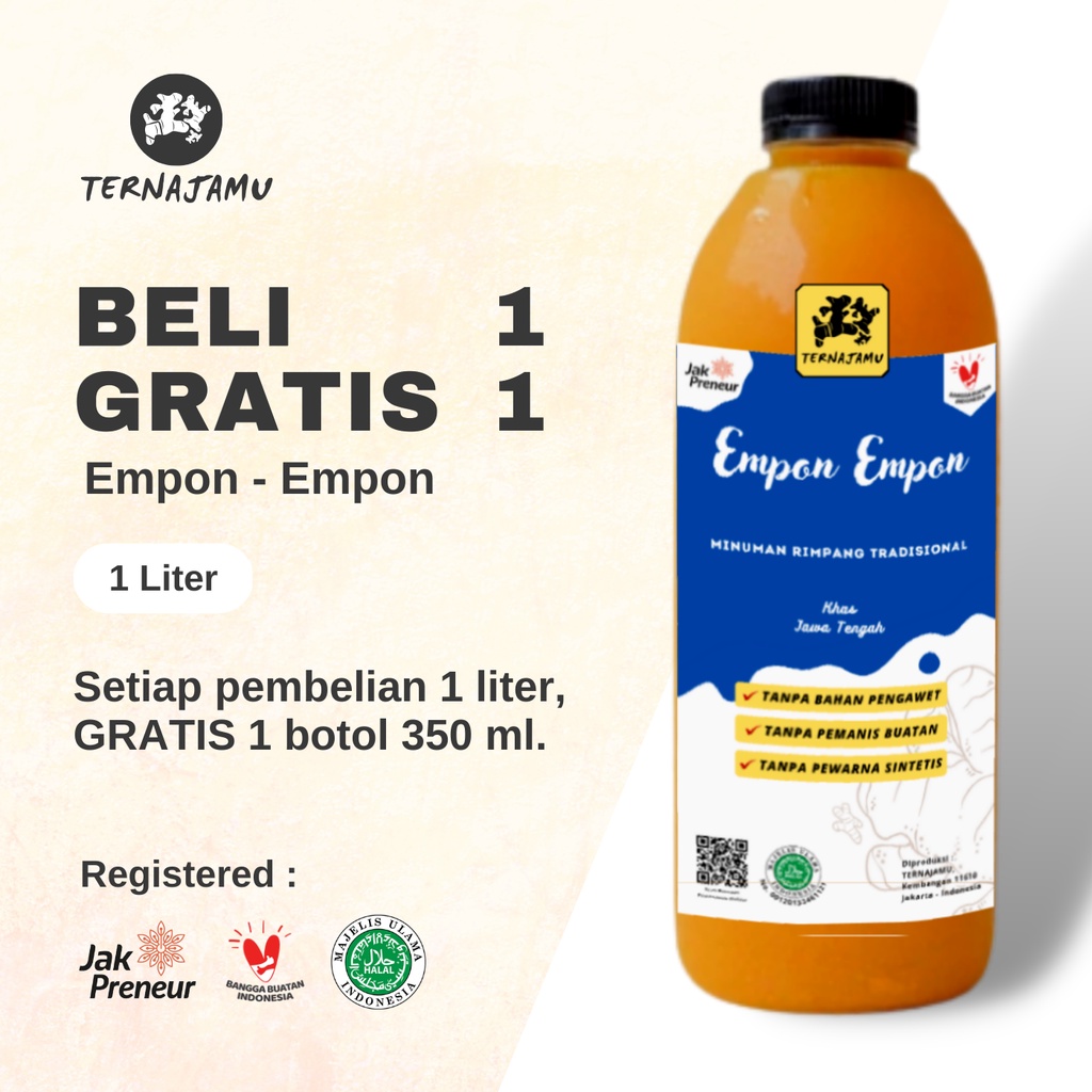 

Jamu Empon Empon / Mpon Mpon / Jamu Imun Booster / Mpon Empon Herbal 1 Liter - TERNAJAMU