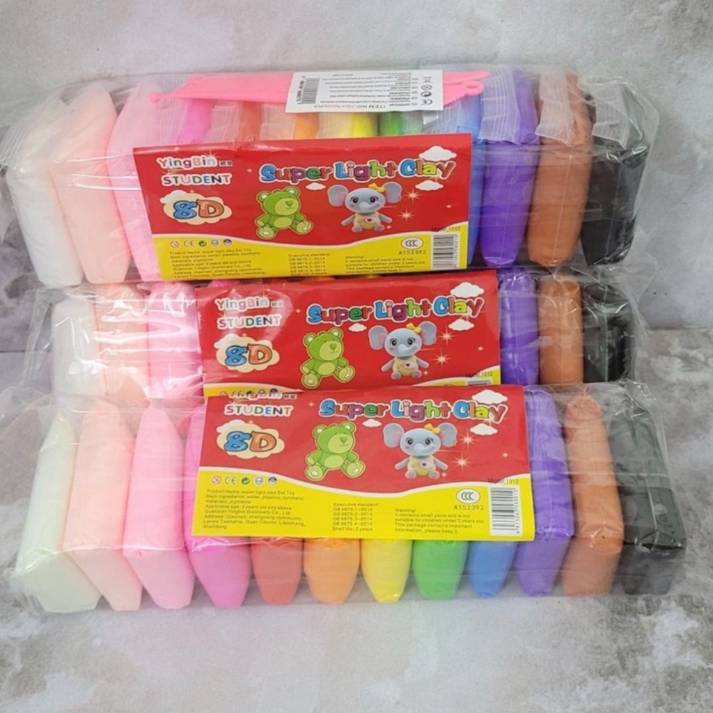 Mainan claydoh/plastisin polymer/clay/ lilin clay 1 set isi 12 warna clay seperti plastisin untuk dibentuk bentuk isi 12 warna