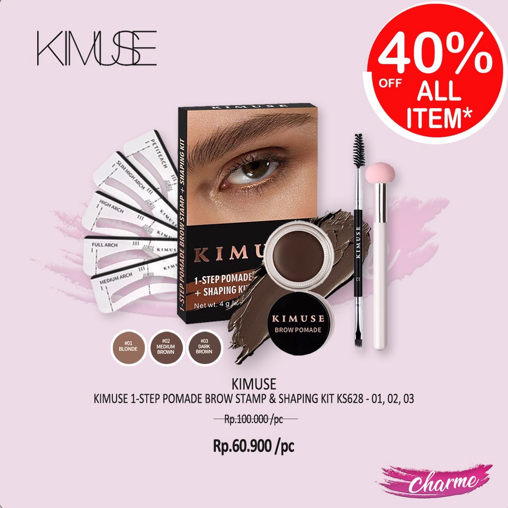 (READY &amp; ORI) KIMUSE 1 Step Pomade Brow Stamp + Shaping Kit KS628 KS 628
