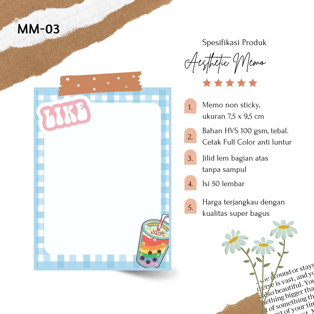 

Memo Pad - Notebook Mini - Buku Catatan Kecil - Daily Planner - To Do List