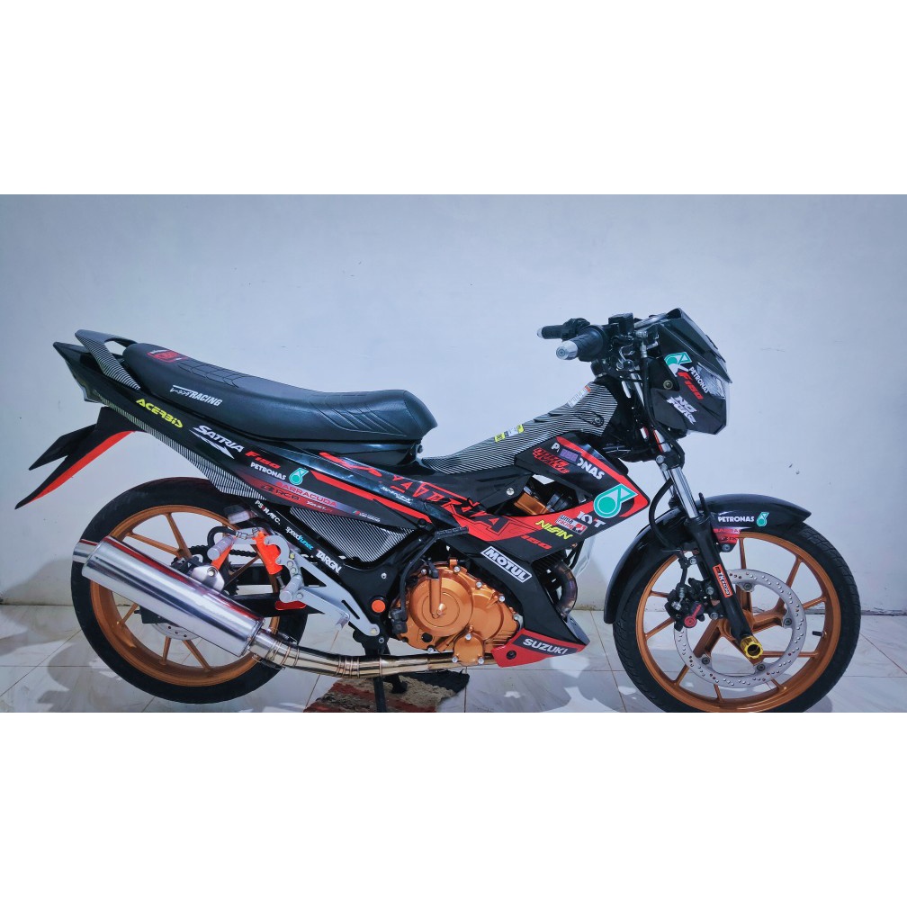 Stiker striping Suzuki Satria fu Facelift 2014-2015 Petronas (hitam)