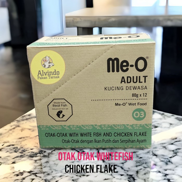 Meo Pouch 1Dus 12 pcs Otak Otak Whitefish & Chicken Flake Meo Wet Food