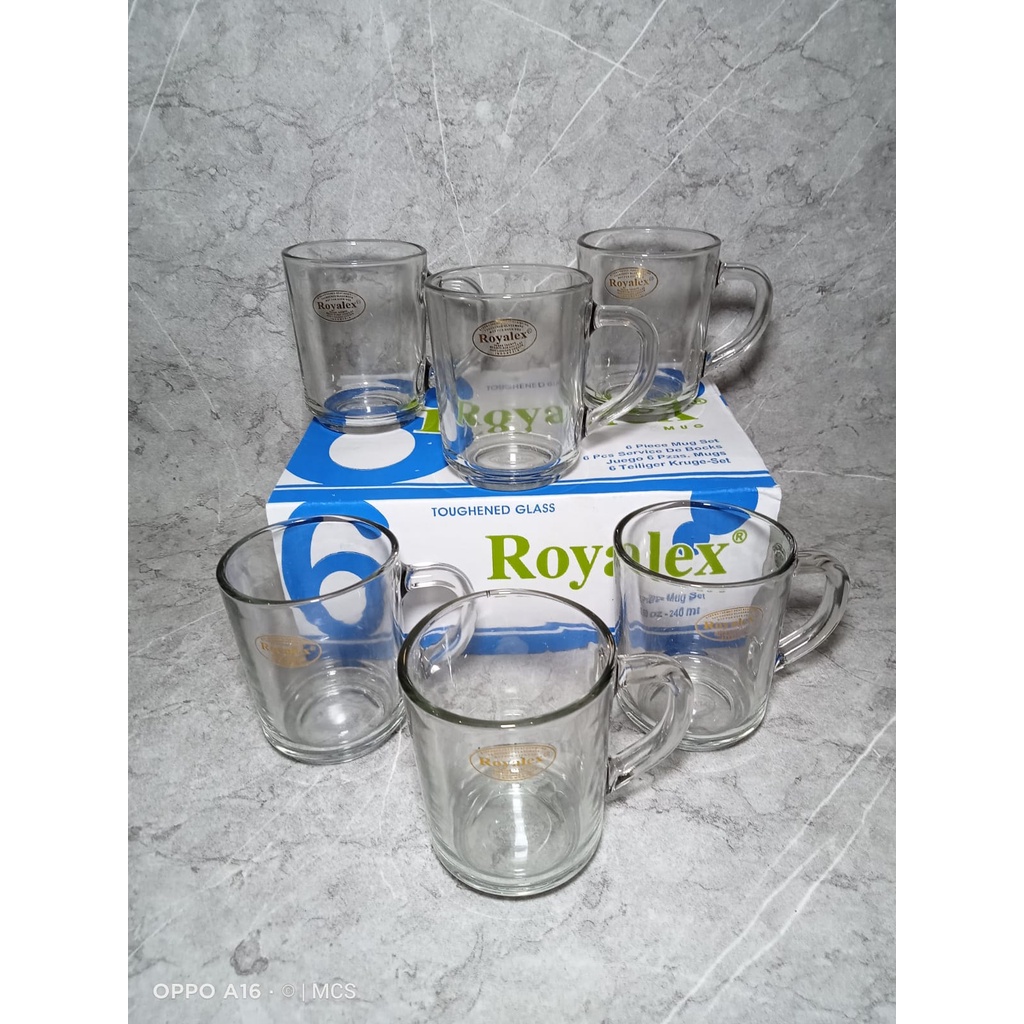 [VIA INSTANT] ROYALEX GELAS BELING TRANSPARAN / MUG BELING TRANSPARAN 6 PCS / GELAS KOPI / GELAS TEH