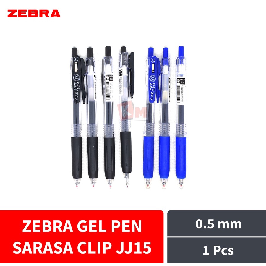 Gel Ink Rollerball Pen Pulpen Zebra Sarasa Clip JJ15 0.5 mm Hitam / Biru