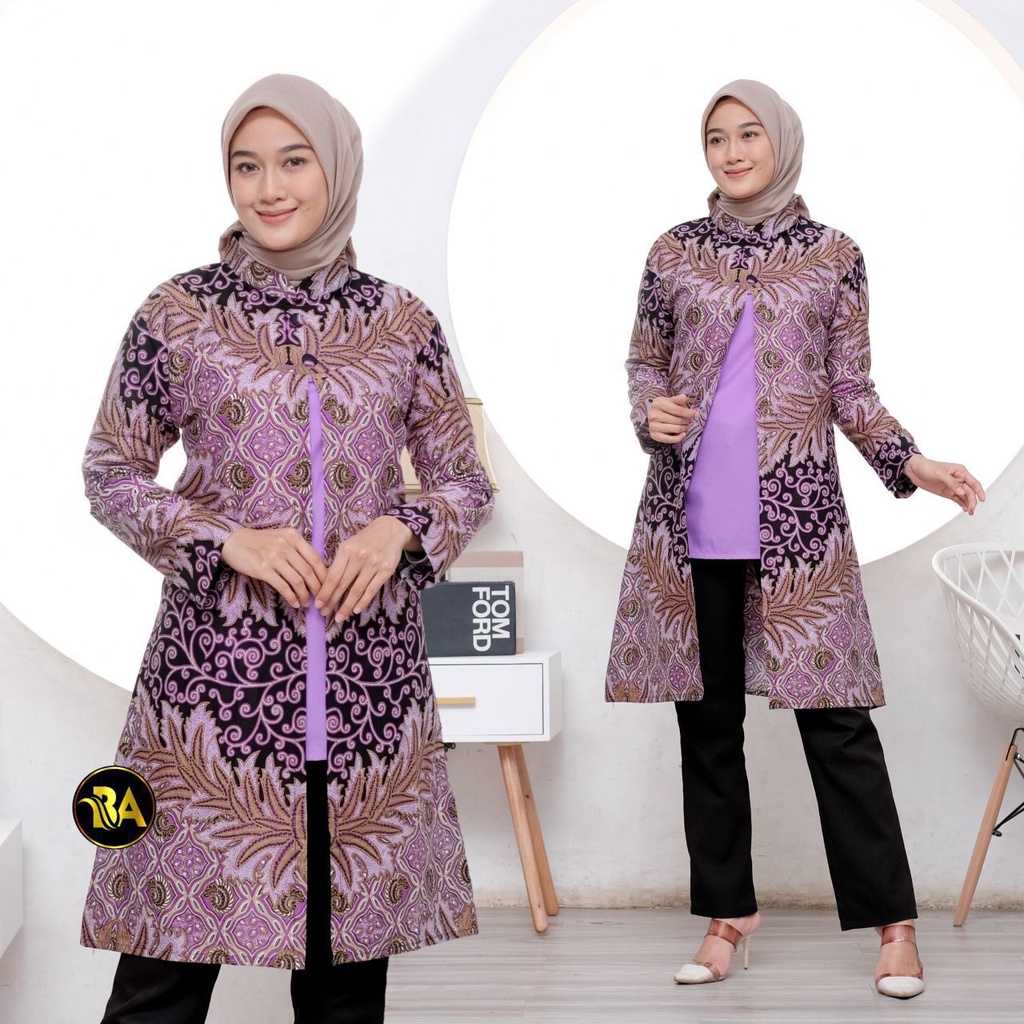 Baju Batik Wanita Modern Atasan Tunik Batik Kerja Kantor Wanita Seragam Batik Alina M L XL XXL