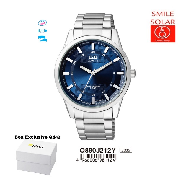 Jam Tangan Pria Classic Casual Business Rantai Stainless Steel Analog Original Q&amp;Q QnQ QQ Q890 Q890J Series