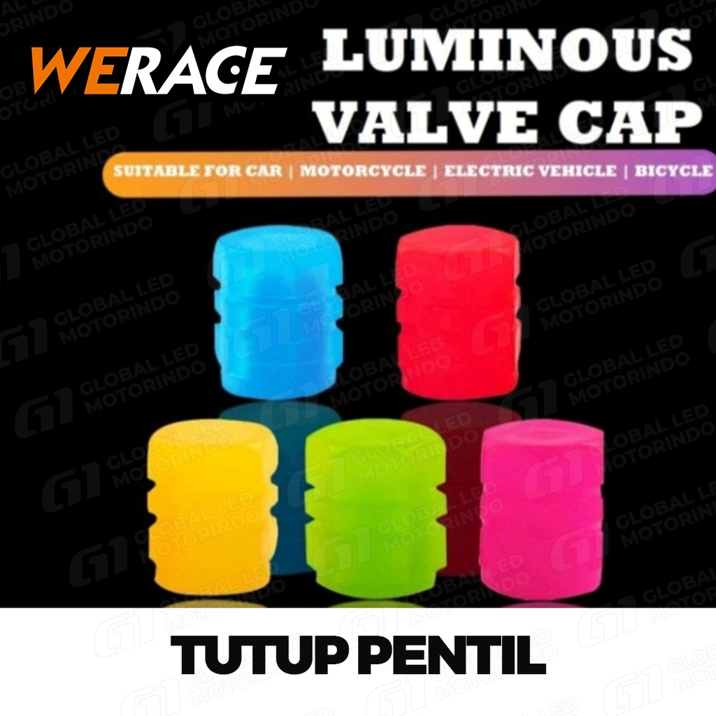 [WERACE] Tutup Pentil Ban Sepeda Motor / Mobil Glow In The Dark Luminous Neon Lampu Nyala Tanpa Baterai