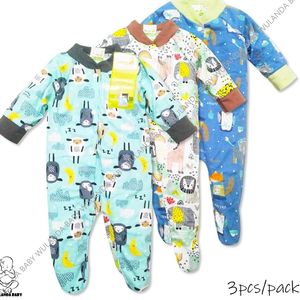 STOK TERBARU Wulanda 3 pcs baju kodok anak bayi newborn velvet junior motif terbaru Basic Wear Radia