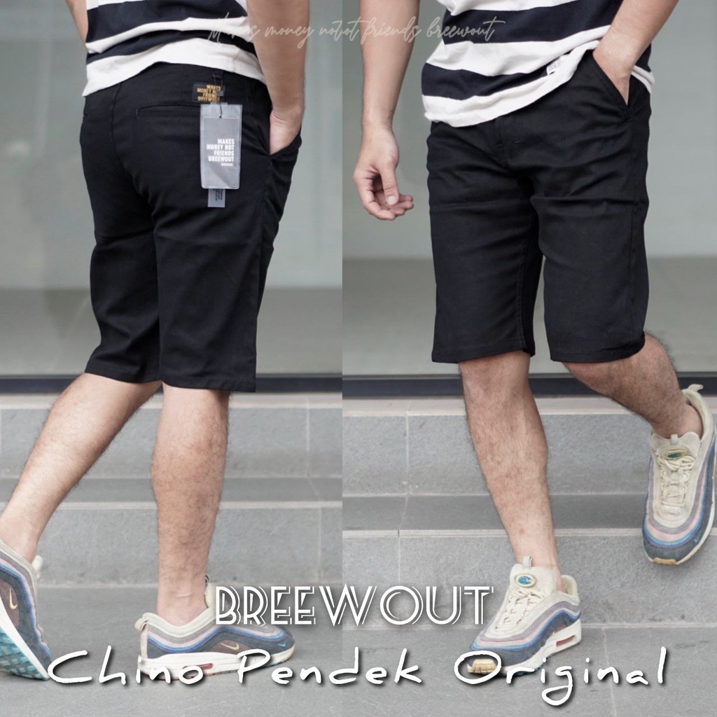 BREEWOUT ORIGINAL Seri 019 Celana Pendek Distro celana pendek Chino pria celana pendek cowok hitam