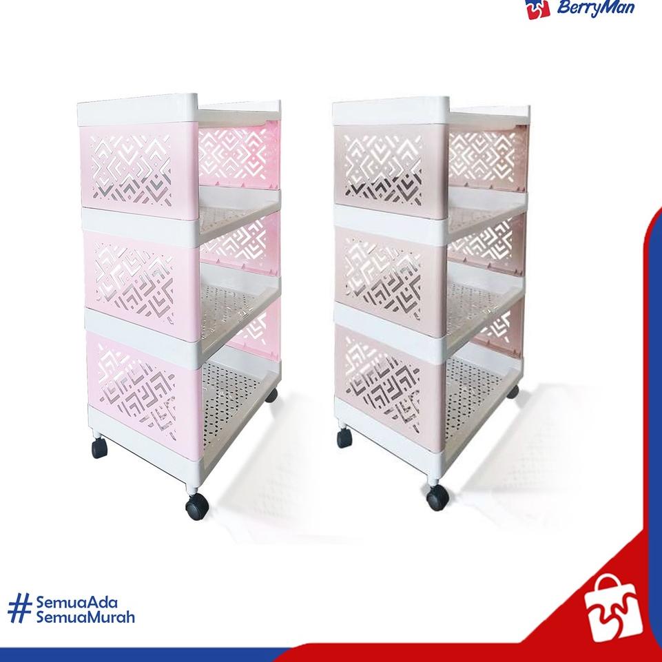 ➬ RAK PLASTIK 4 Susun dengan Roda - Rak Serbaguna KIMPLAST Rak Portable ►