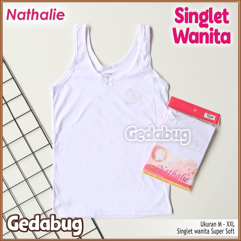 Singlet Wanita Nathalie | Tangtop wanita warna dasar Putih Super lembut dan adem | Gedabug