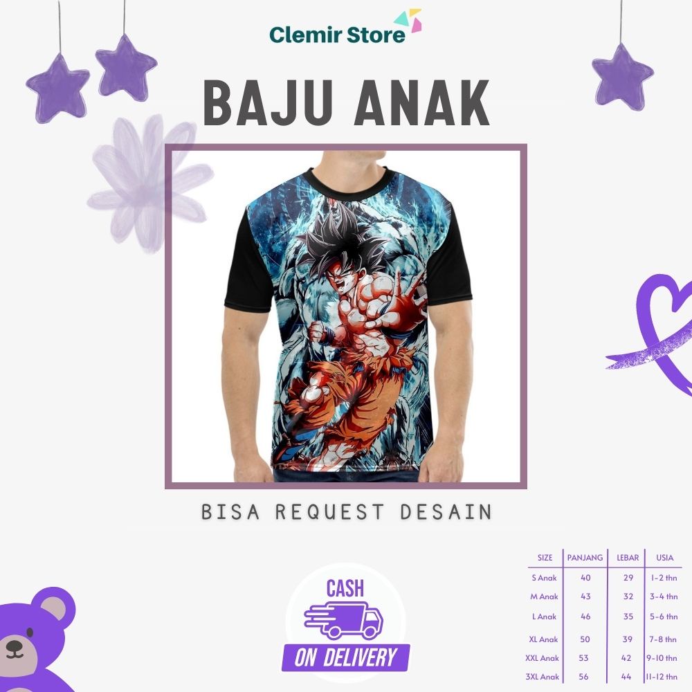 Baju Dragon Ball Anak Laki Laki Kaos Dragon Ball Cowok Printing 3D - Dragon Ball Z Goku Super Kameha
