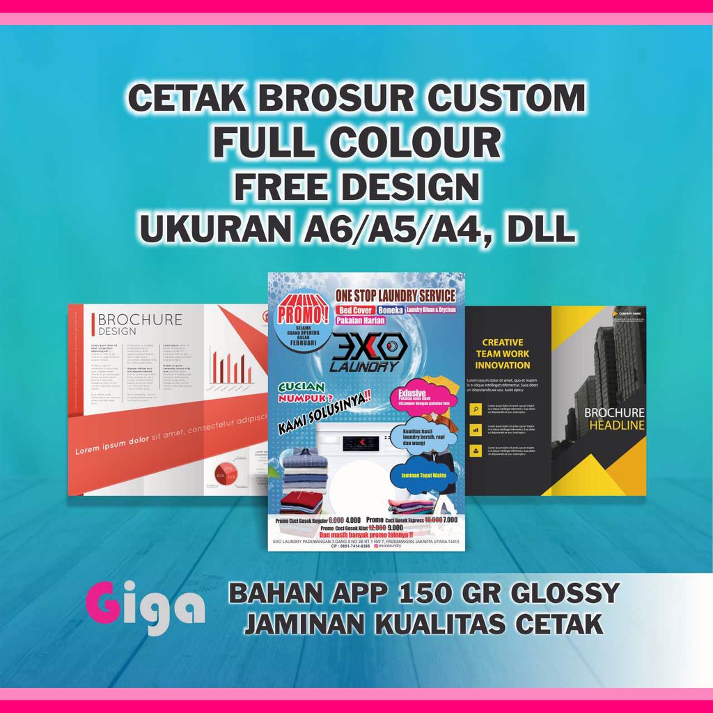 

CETAK BROSUR PROMOSI A4/A5/A6 ART PAPPER 1 SISI