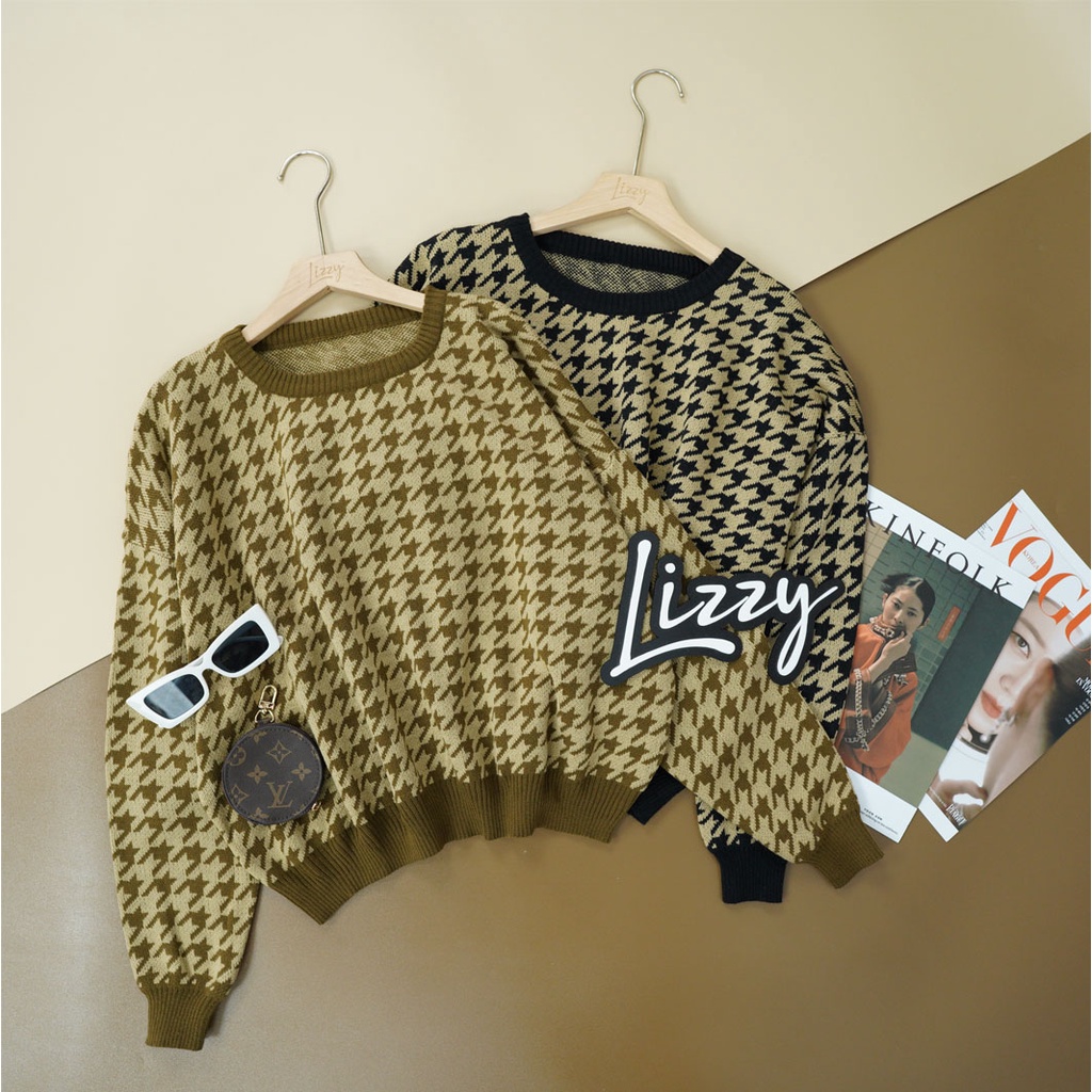 Lizzy - SWEATER HOUNDSTOOTH PREMIUM