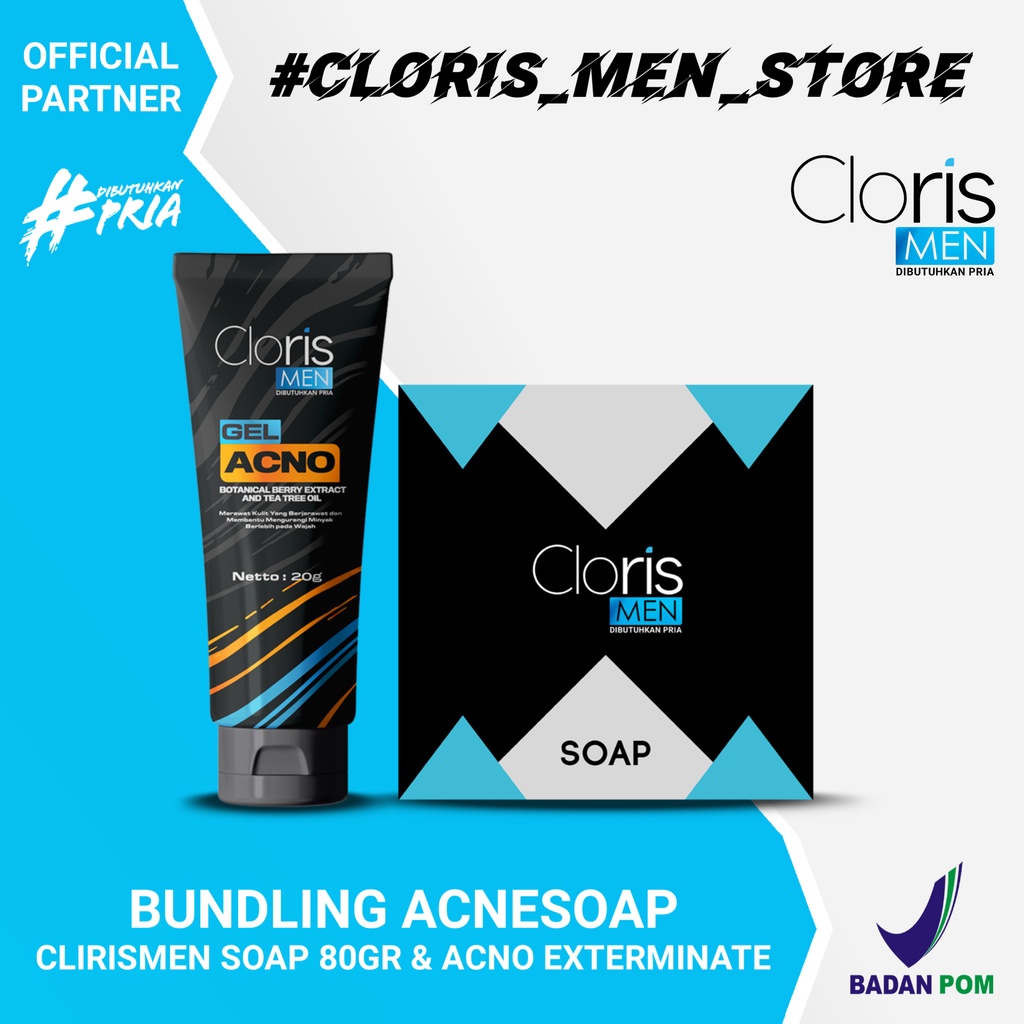 [Paket Bundling] Clorismen Soap 80gr + Acno Gel - Sabun Muka Pembersih Anti Jerawat