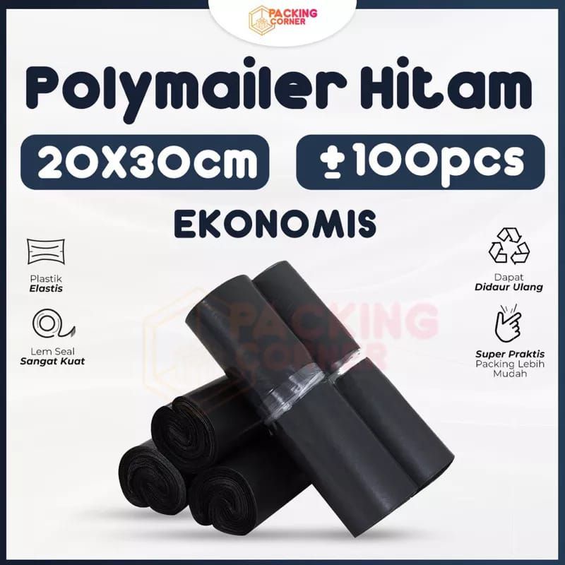 

Plastik Packing Olshop Online Shop ol on shop Polymailer Warna Hitam Semi Glossy 20x30 isi 100 pcs Tebal Glossy MURAH