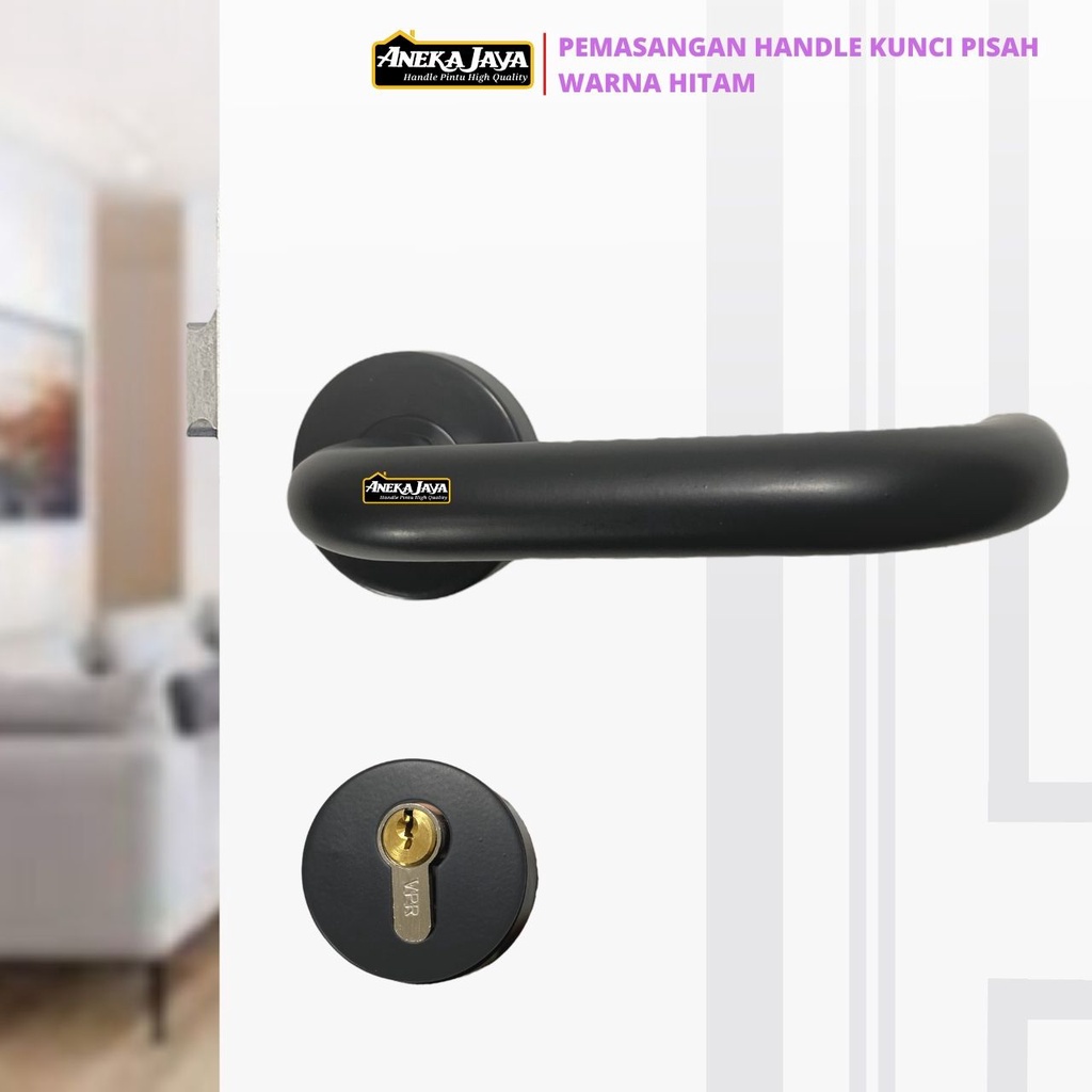 Kunci Pintu Misah 24 cm Hitam Doff Handle Gagang Utama dan Kamar