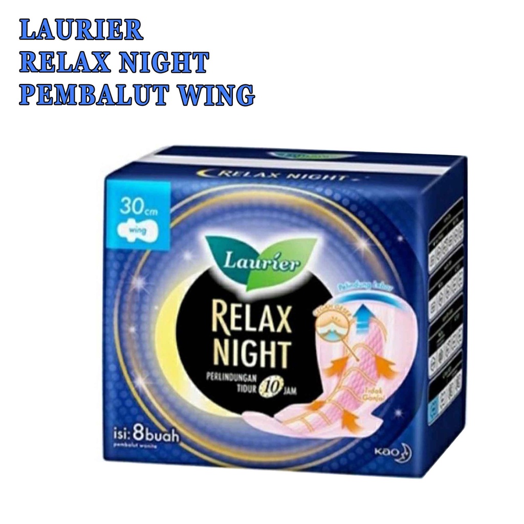 RELAX NIGHT 30CM 8 PADS* PEMBALUT LAURIER
