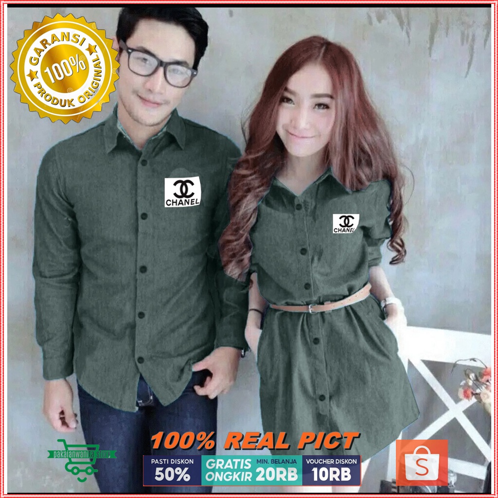 COUPLE KEMEJA PASANGAN REMAJA ABG COUPLE ARMY PREWEDDING ALA KOREA KEKINIAN COUPLE MURAH BERKUALITAS