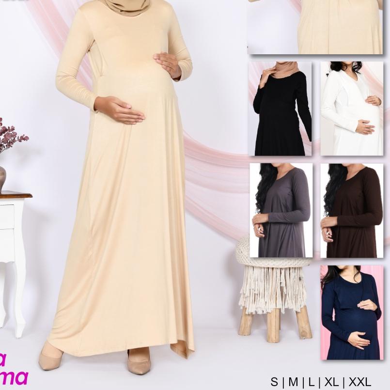 ♬ (Rayliz) Manset gamis inner hamil menyusui "Estila Mama" Hitam/Abu/Toska/Biru/Putih/Krem/Coklat ➫