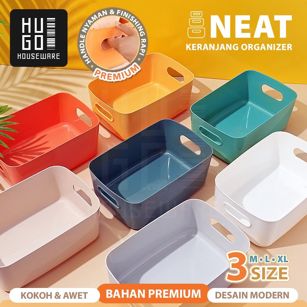 HUGO Keranjang Serbaguna Tempat Penyimpanan Mainan Pakaian Makanan Makeup Kosmetik Multifungsi Storage Box Organizer Bahan Plastik